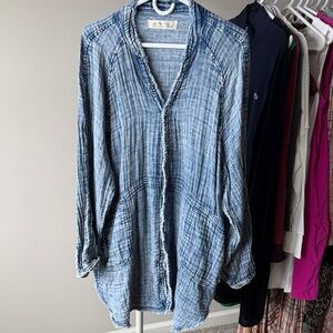 We The Free Blue Button Down Shirt